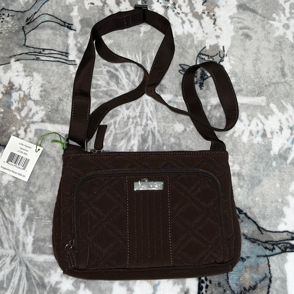NWT VERA BRADLEY LITTLE HIPSTER CROSSBODY BAG IN CLASSIC Dark Brown